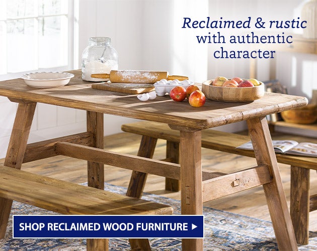 Image of Rowan Ridge Kitchen Table & Benches. Reclaimed & rustic with authentic character - SHOP RECLAIMED WOOD FURNITURE