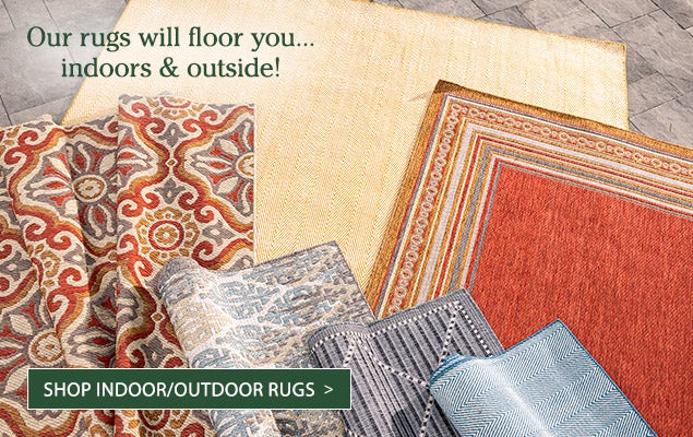Image of Assorted Indoor Outdoor Rugs Fair Isle, Diamond, LaGrange. Our rugs will floor you…indoors &ampl outside! SHOP INDOOR/OUTDOOR RUGS