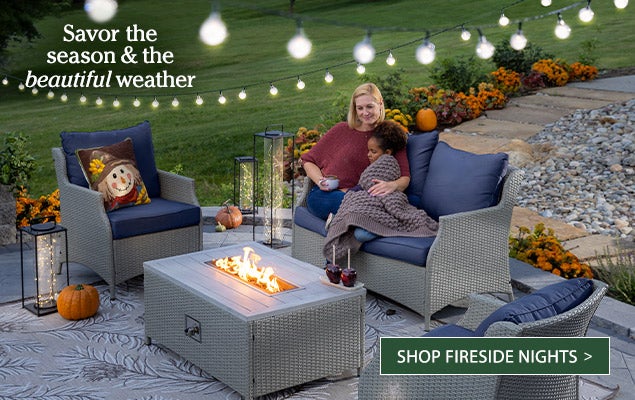 Image of Little River Wicker Seating Set. Savor the season & the beautiful weather.  SHOP FIRESIDE NIGHTS
