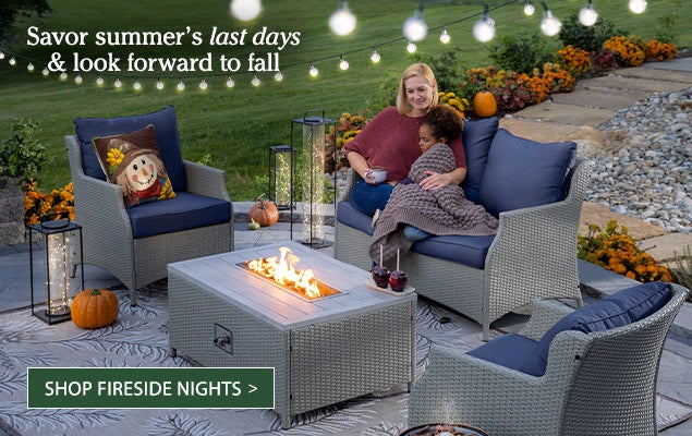 Image of Little River Wicker Seating Set. Savor summer's last days & look forward to fall. SHOP FIRESIDE NIGHTS