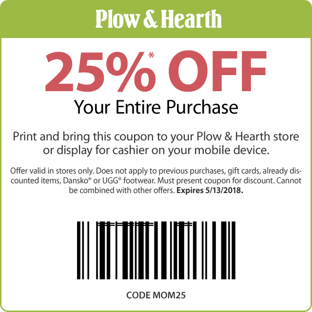 Take 25% Off Your ENTIRE Purchase includes Clearandce! Bring this coupon to your outlet store or show it to cashier on your mobile device expires 5/13/2018