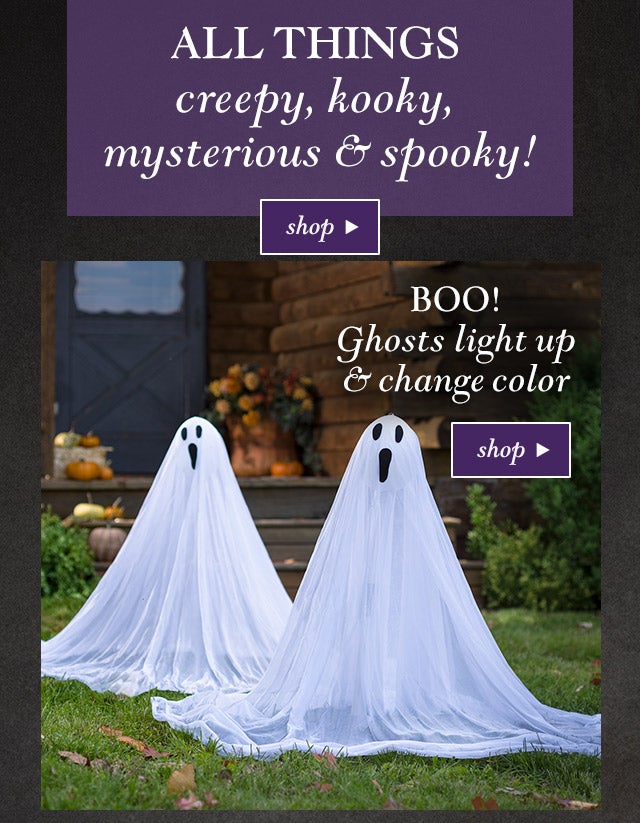All things creepy, kooky, mysterious & spooky!

 BOO! Ghosts light up & change color