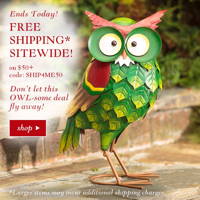 This Weekend Only:
FREE SHIPPING* SITEWIDE!
On $50+ Code: SHIP4ME50

SHOP>>


*Larger items may incur additional shipping charges.