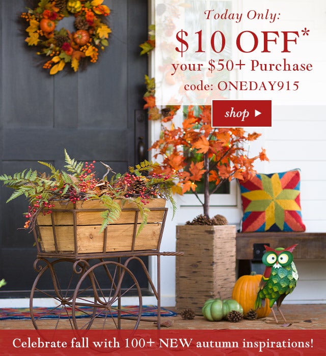 Today Only:
$10 OFF* Your $50+ Purchase
Code: ONEDAY915

Celebrate fall with 100+ NEW autumn inspirations!
