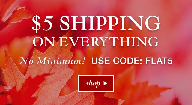 3 DAYS ONLY!
$5 SHIPPING ON EVERYTHING

NO MINIMUM! USE CODE: FLAT5

SHOP>>
