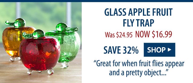 Glass Apple Fruit Fly Trap Was $24.95 NOW $16.99 SAVE 32% âGreat for when fruit flies appear and a pretty objectâ¦â