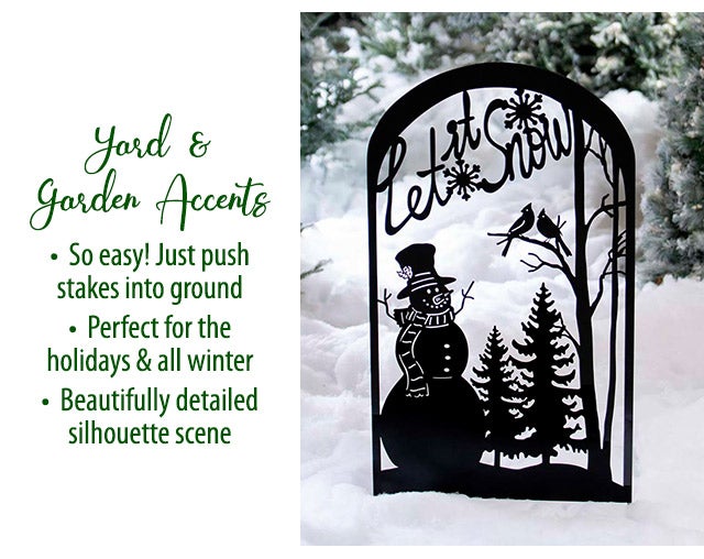 Yard & Garden Accents â¢ Beautifully detailed silhouette scene â¢ perfect for the holidays & all winter â¢ So easy! Just push stakes into ground