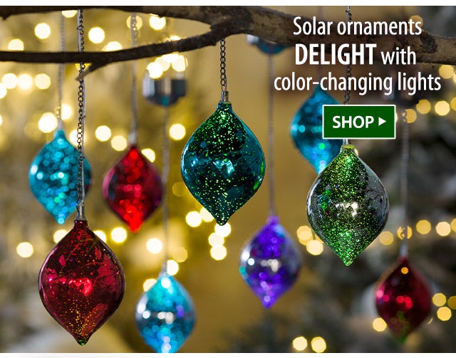 Solar ornaments delight with color-changing lights