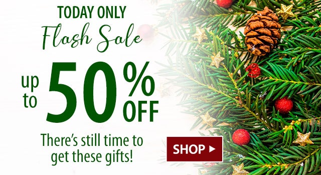 TODAY ONLY • FLASH SALE up to 50% off There’s still time to get these gifts! SHOP NOW>