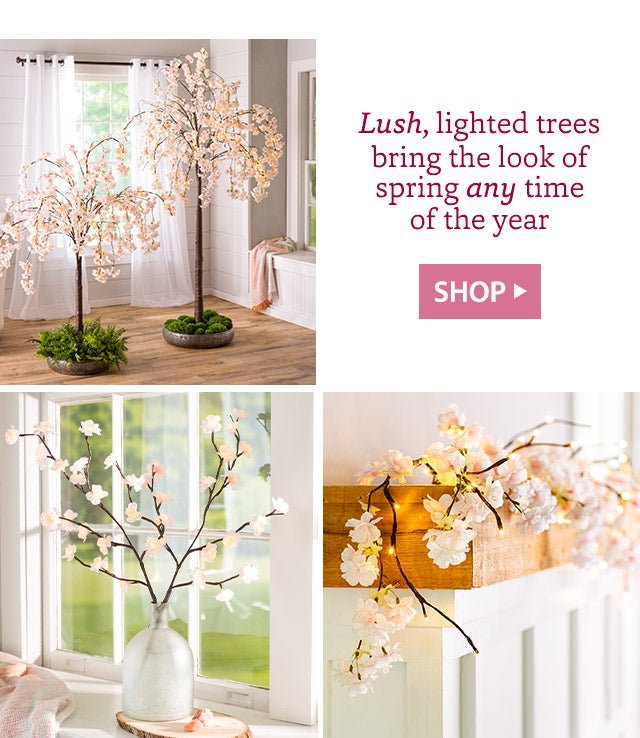 Lush, lighted trees bring the look of spring any time of the year SHOP>