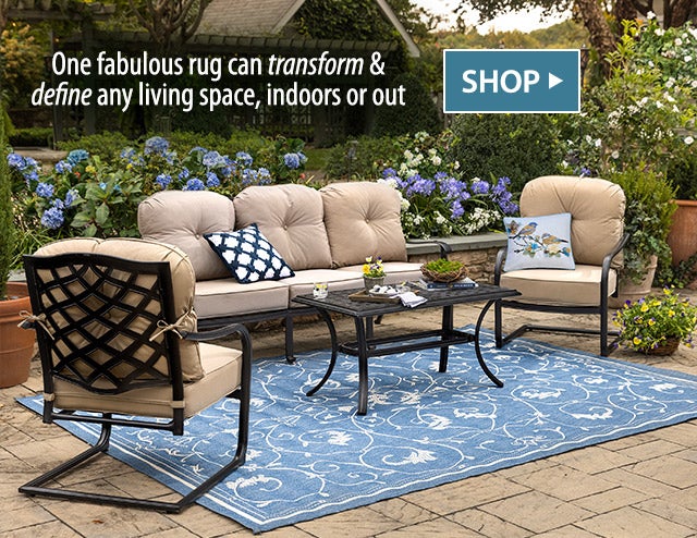 One fabulous rug can transform & define any living space, indoors or out SHOP>