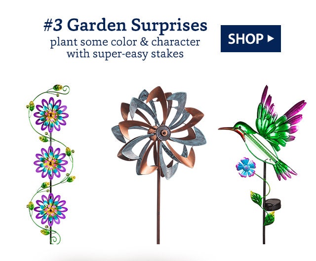 #3 Garden Surprises plant some color & character with super-easy stakes