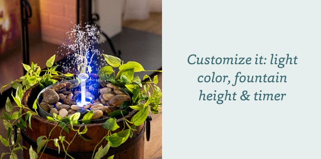 Customize it: light color, fountain height & timer