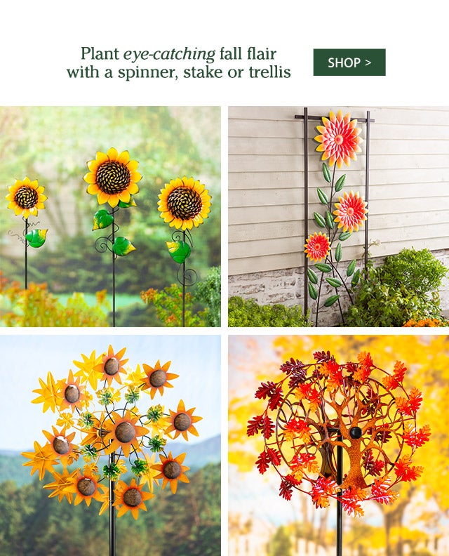 Plant eye-catching fall flair with a spinner, stake or trellis SHOP>