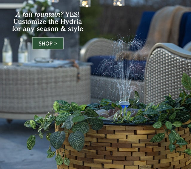 A fall fountain? YES! Customize the Hydria for any season & style SHOP>