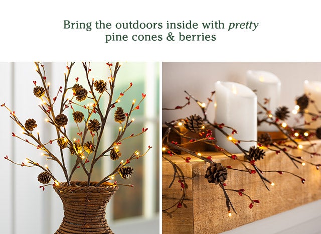 Bring the outdoors inside with pretty pine cones & berries SHOP>