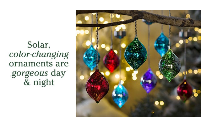 Solar, color-changing ornaments are gorgeous day & night 