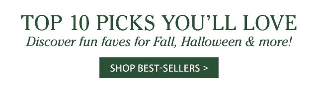 TOP 10 PICKS YOU’LL LOVE Discover fun faves for Fall, Halloween & more! SHOP BEST-SELLERS>