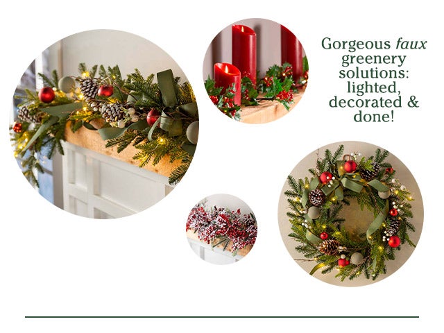 Gorgeous faux greenery solutions: lighted, decorated & done!