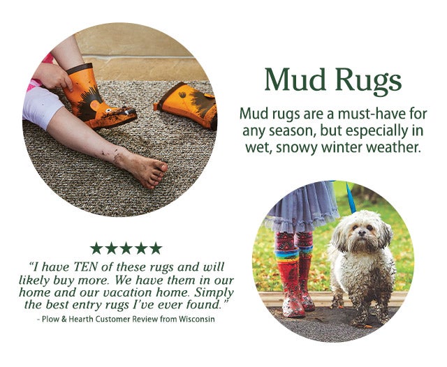 Mud Rugs Mud rugs are a must-have for any season, but especially in wet, snowy winter weather.