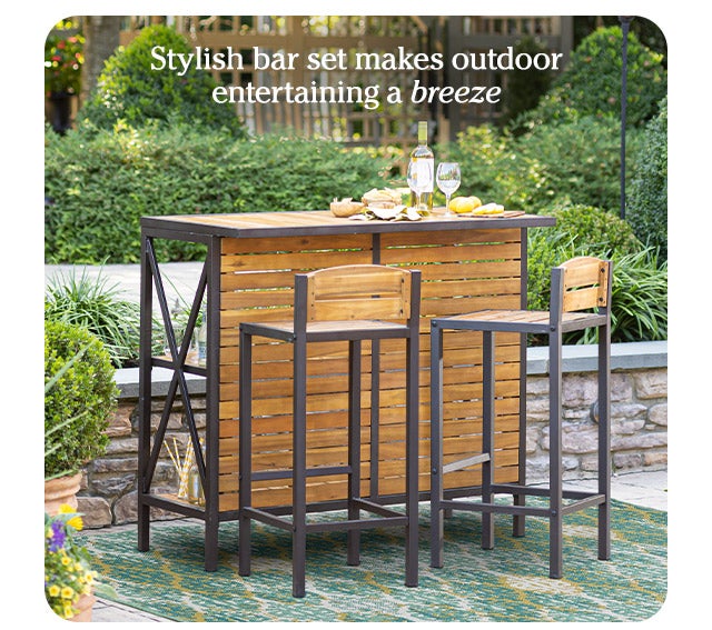 Stylish bar set makes outdoor entertaining a breeze 