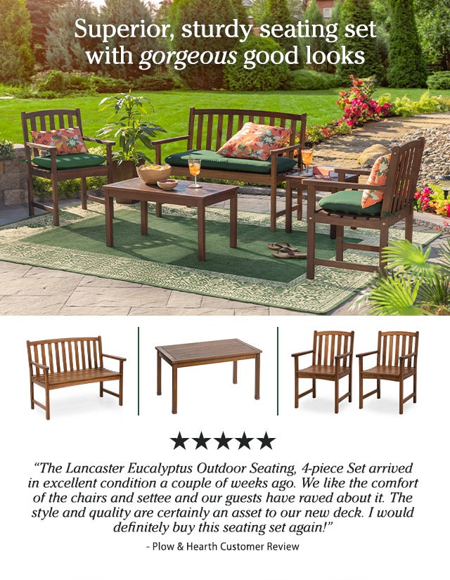 Lancaster Eucalyptus Wood 4-Piece Outdoor Seating Set