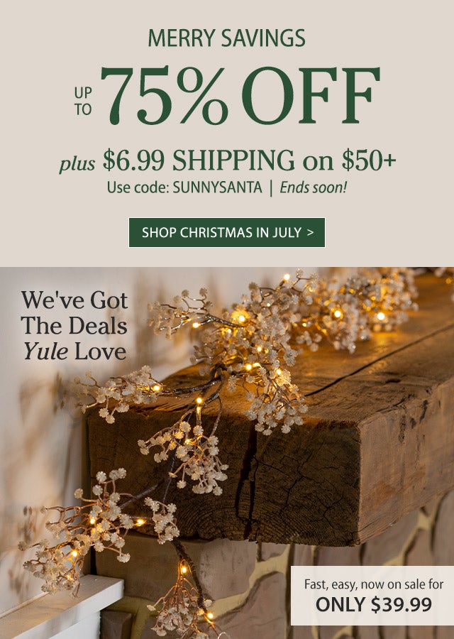 Merry Savings Up To 75% Off Plus $6.99 shipping on $50+ Use code: SUNNYSANTA Ends soon! SHOP CHRISTMAS IN JULY >