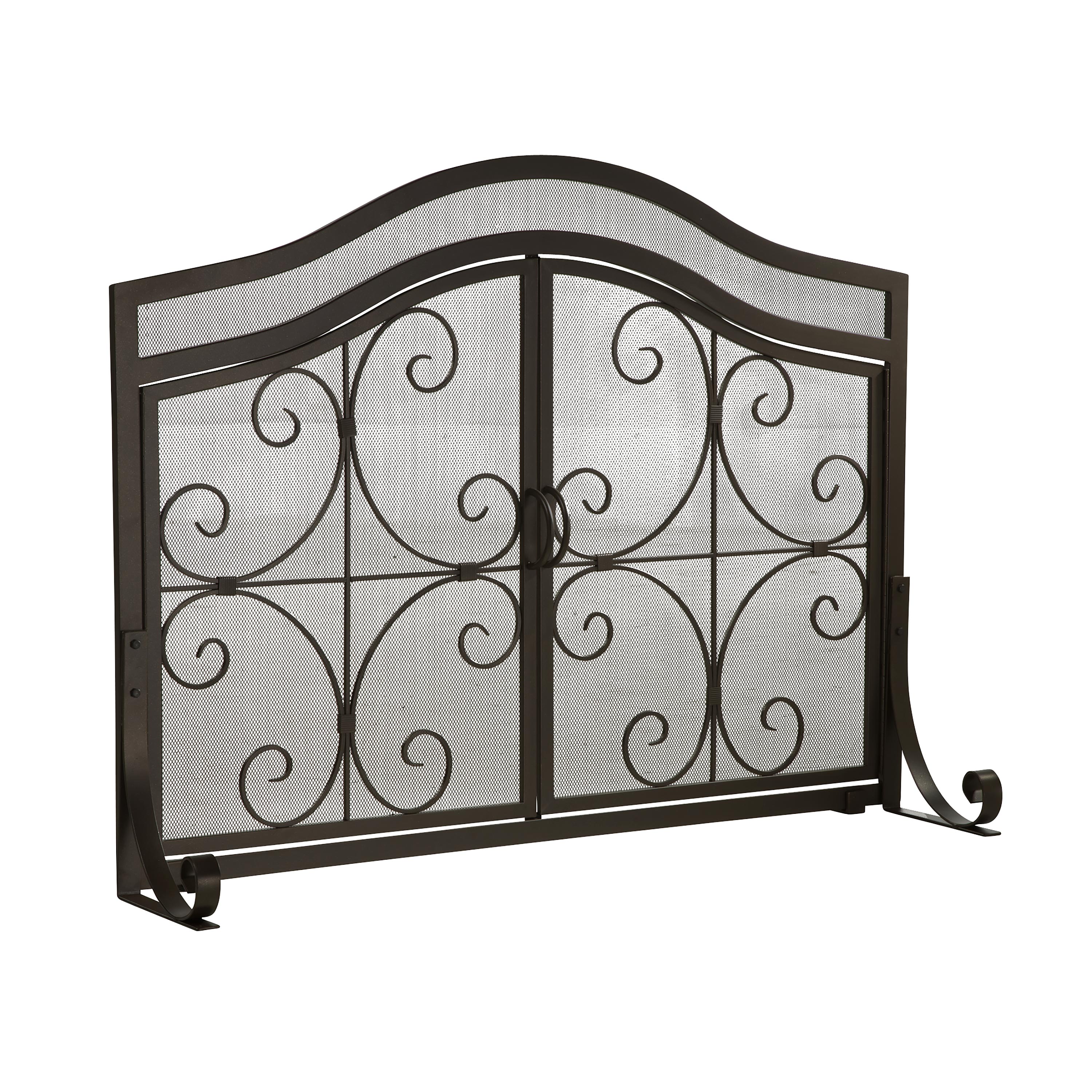 Small Crest Fireplace Screen With Doors