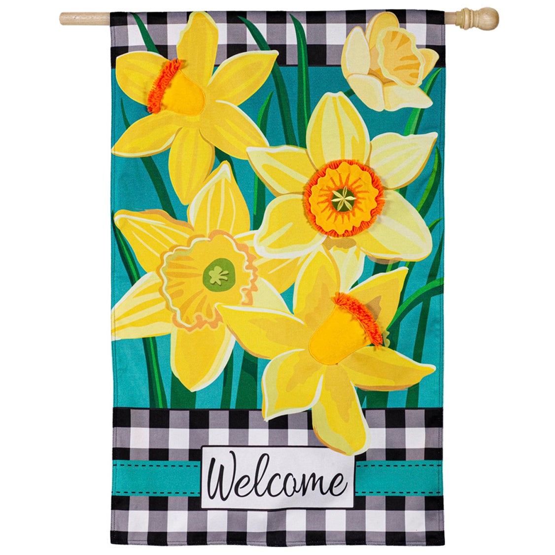 Daffodil Garden House Burlap Flag