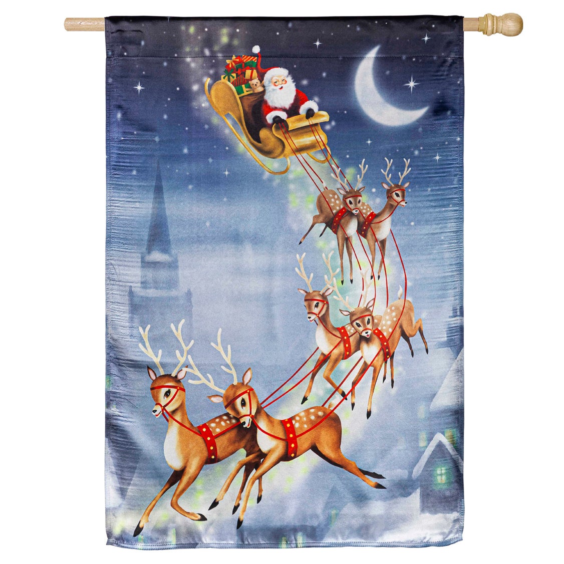 Santa Sleigh Lustre House Flag