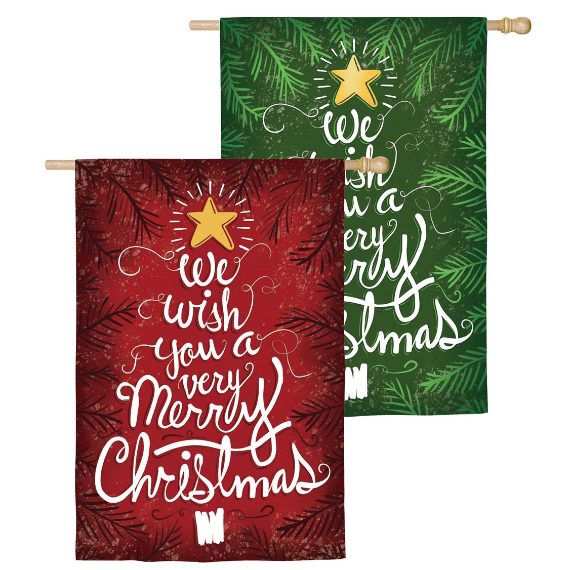 We Wish You a Merry Christmas Lustre Reversible House Flag