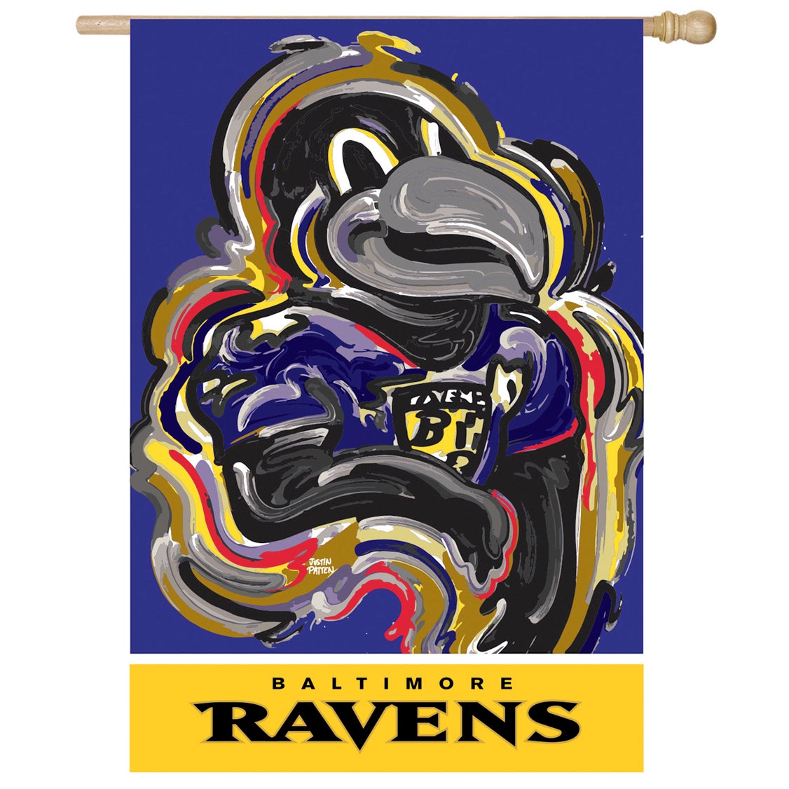 Baltimore Ravens, Suede House Flag Justin Patten