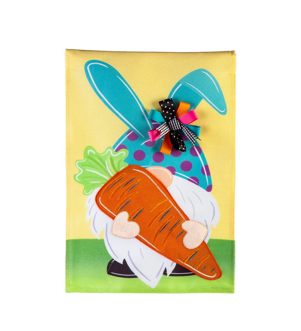 Gnome Bunny Garden Burlap Flag