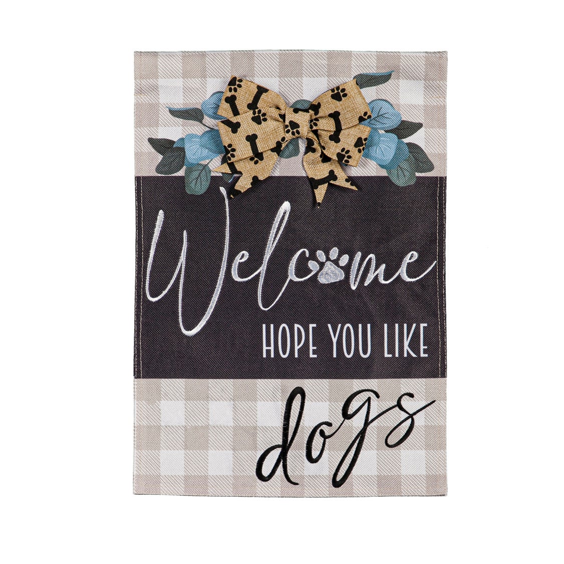 Dogs and Checks Garden Burlap Flag