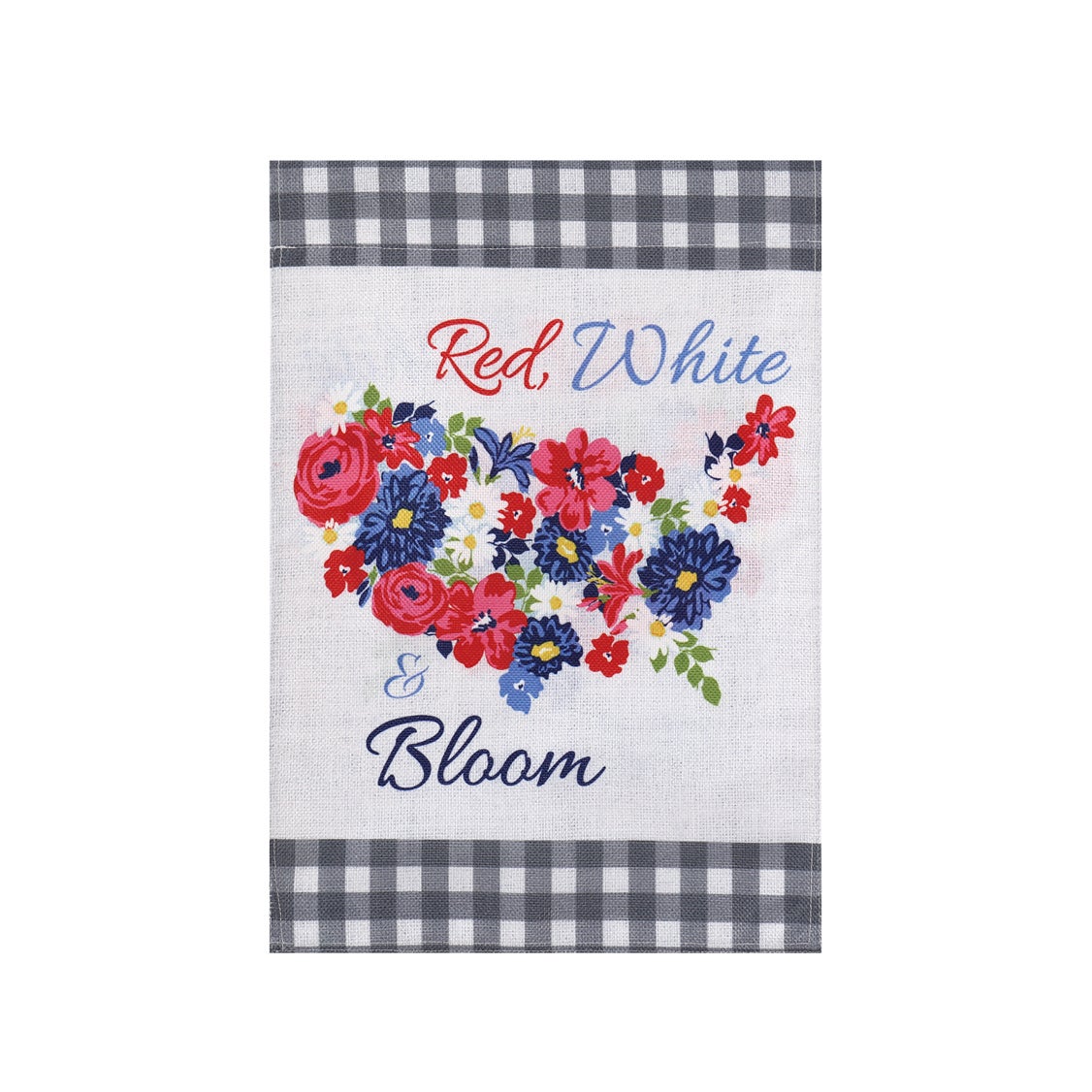 Red White Bloom Garden Burlap Flag