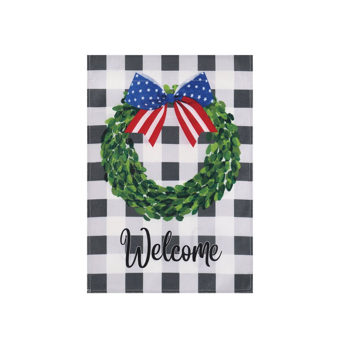 Boxwood Plaid Garden Burlap Flag