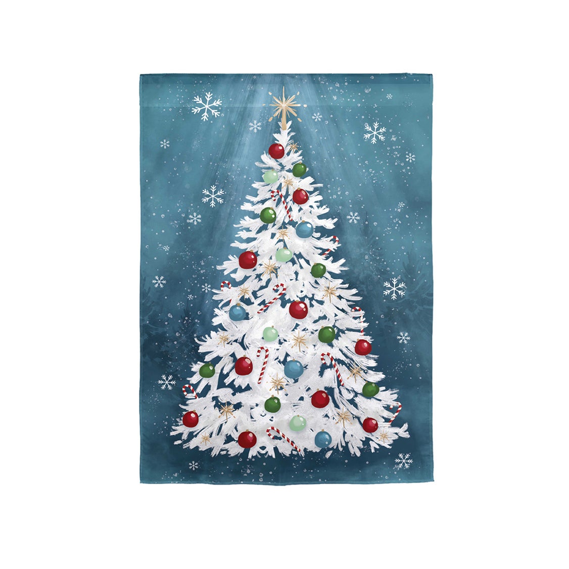 White Christmas Tree Linen Garden Flag