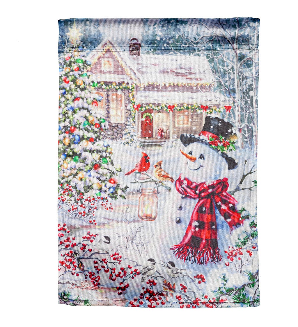 Cottage in the Snow Garden Lustre Flag