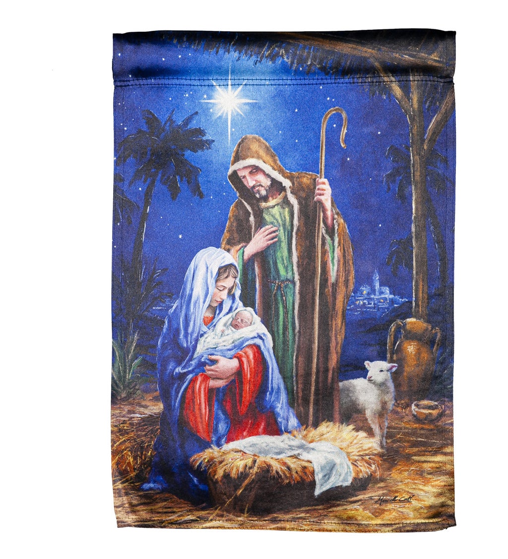 Holy Night Nativity Garden Lustre Flag