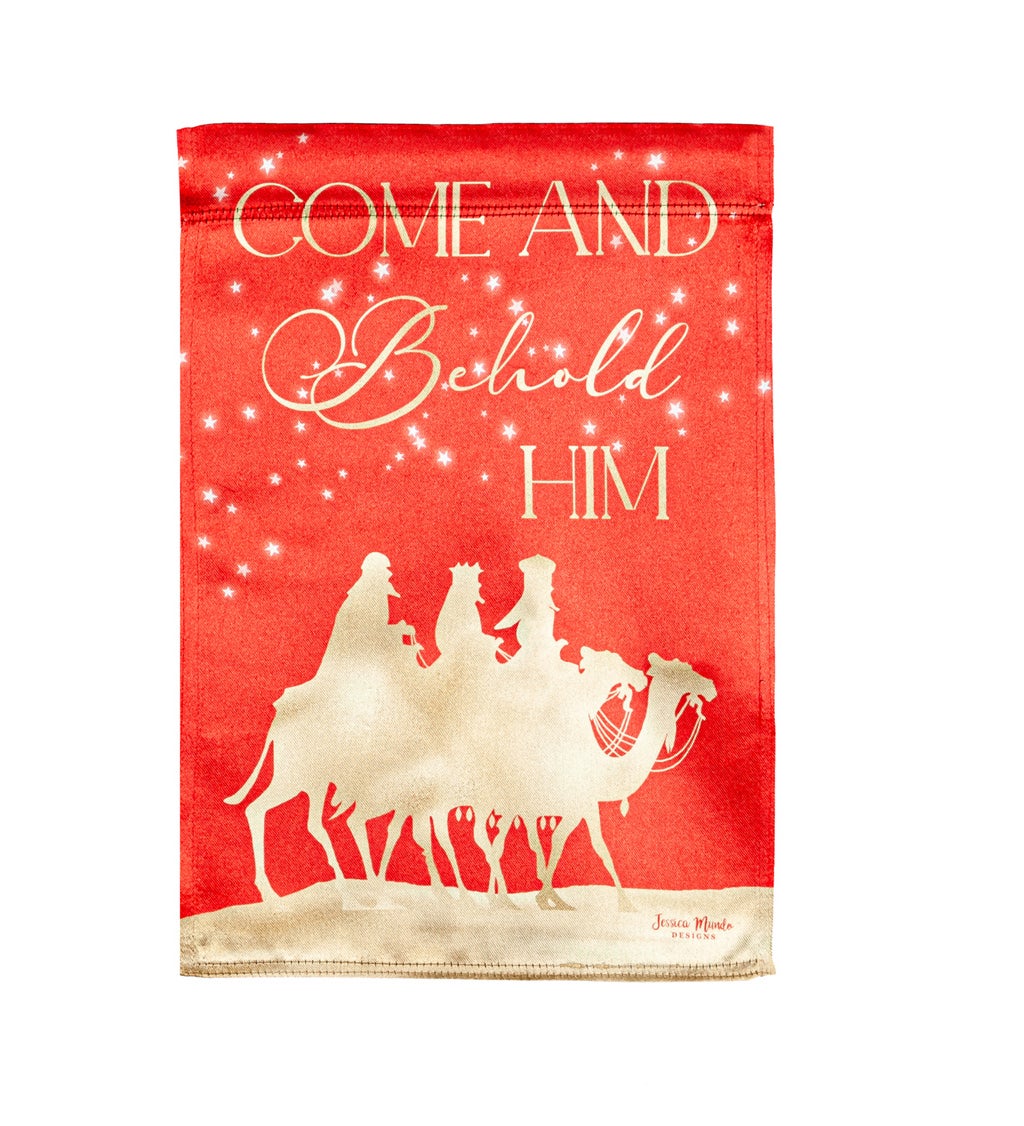 Red and Gold Christmas Night Garden Lustre Front & Back Flag