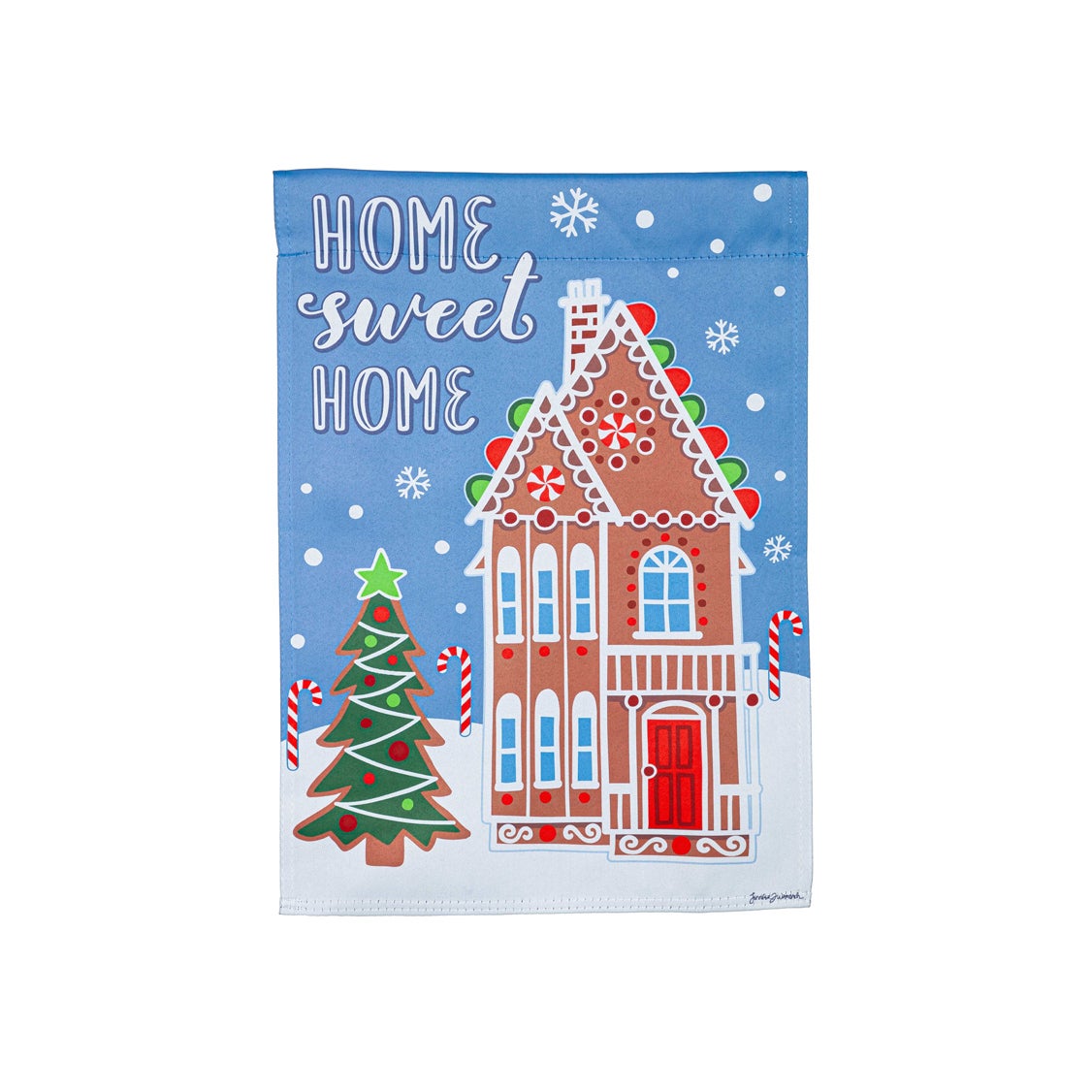 Gingerbread Home Suede Garden Flag