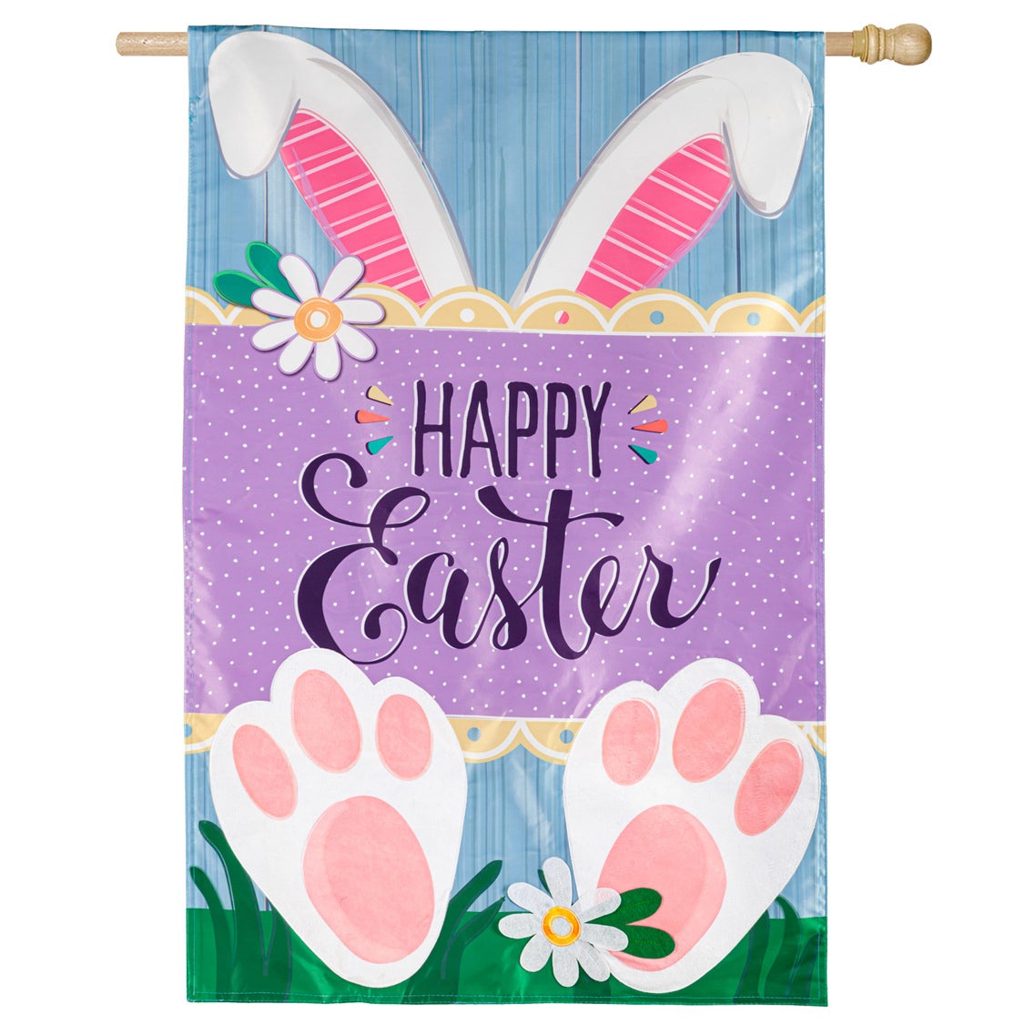 Happy Easter Bunny Applique House Flag