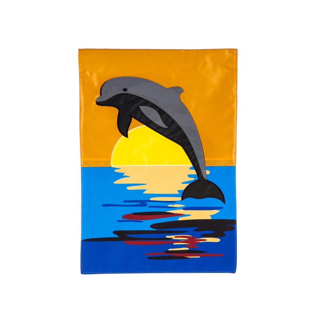 Dolphin Sunset Appliqué Garden Flag