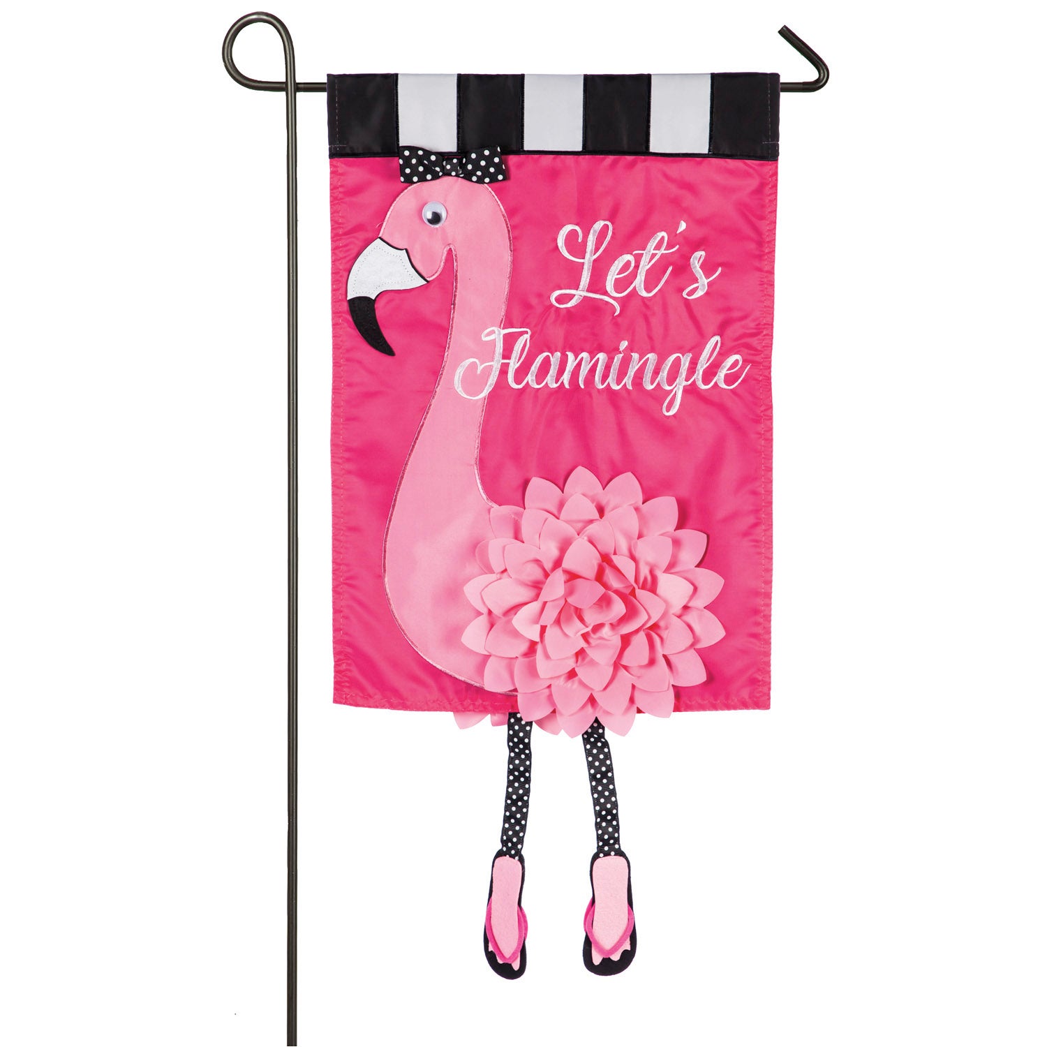 Let's Flamingle Applique Garden Flag