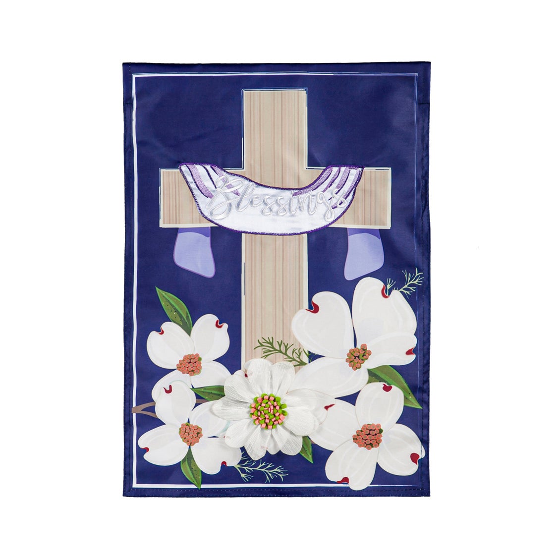 Dogwood Blessings Garden Applique Flag