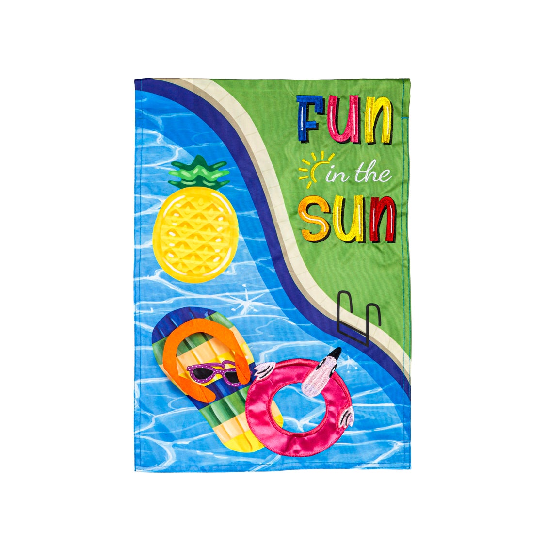 Fun in the Sun Pool Day Applique Garden Flag