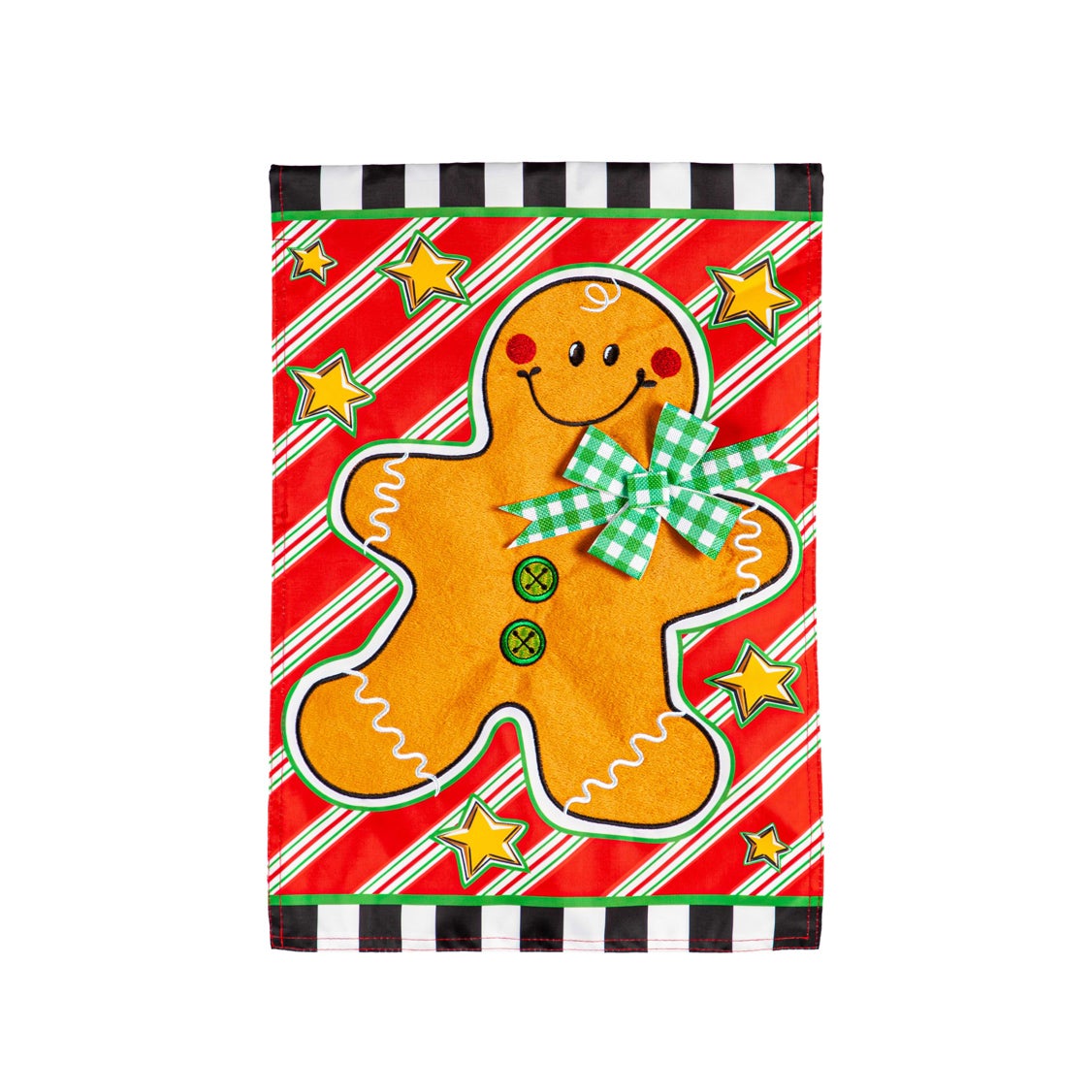 Patterned Gingerbread Man Applique Garden Flag