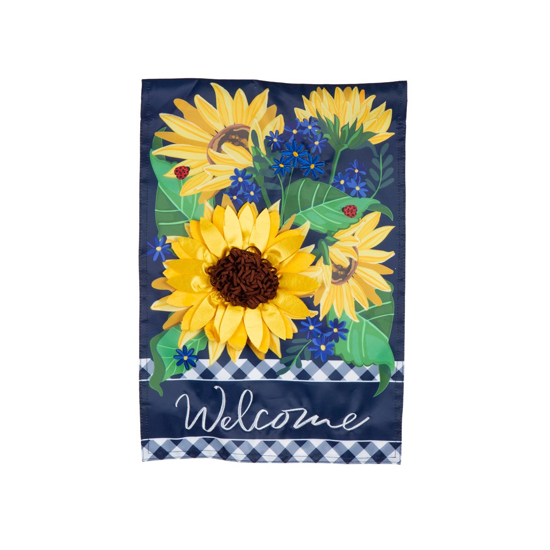 Sunflower Welcome Applique Garden Flag