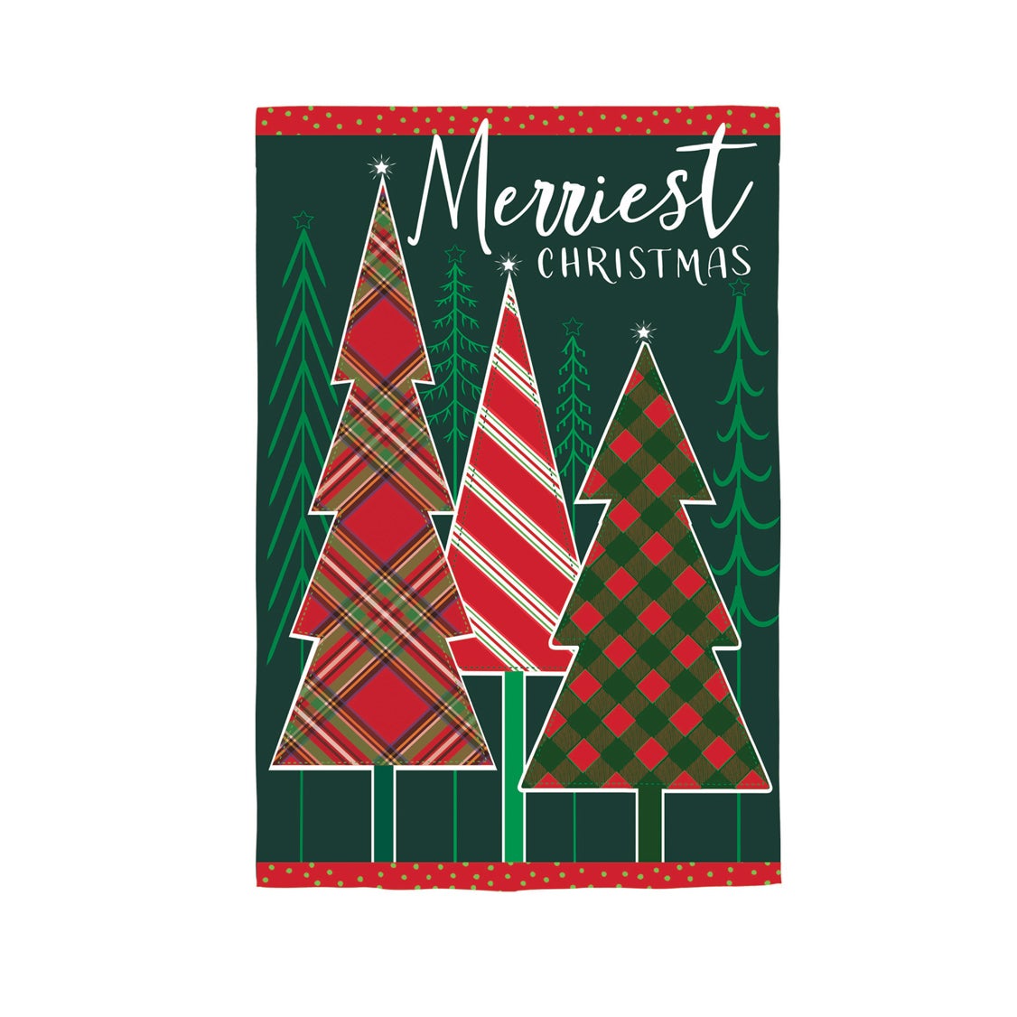 Merriest Christmas Tree Applique Garden Flag