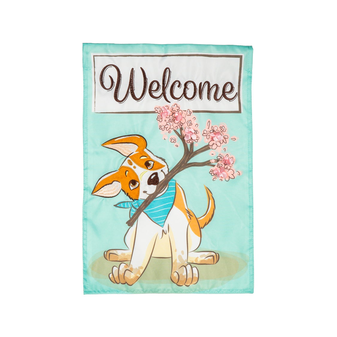 Welcome Pup Applique Garden Flag
